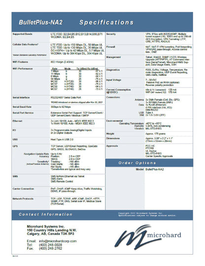 MicroHard Systems BULLETPLUS-NA LTE-Dual SIM WiFi ETHERNET Cellular Gateway