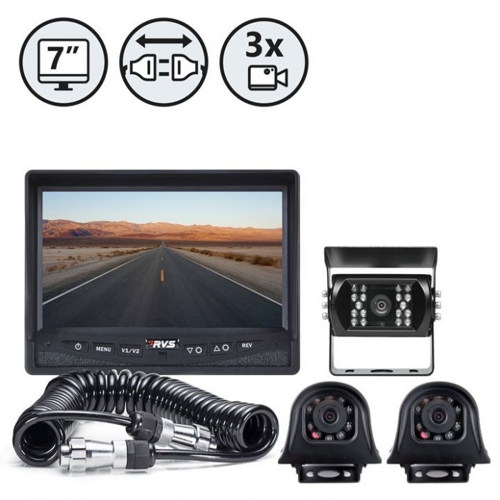 Rear View Safety Backup Camera System with Side Cameras and Multi-Camera Quick Connect KIT (RVS-770616-2133-NM)
